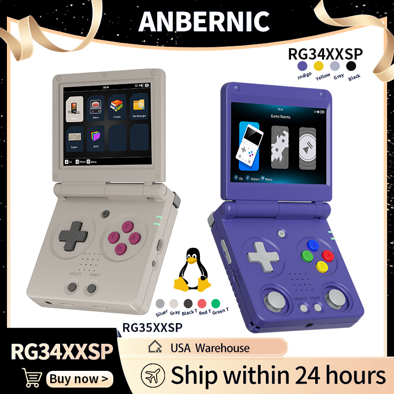 Retro Gaming Emulator Console - Anbernic RG34XXSP RG35XXSP Flip Handheld Game