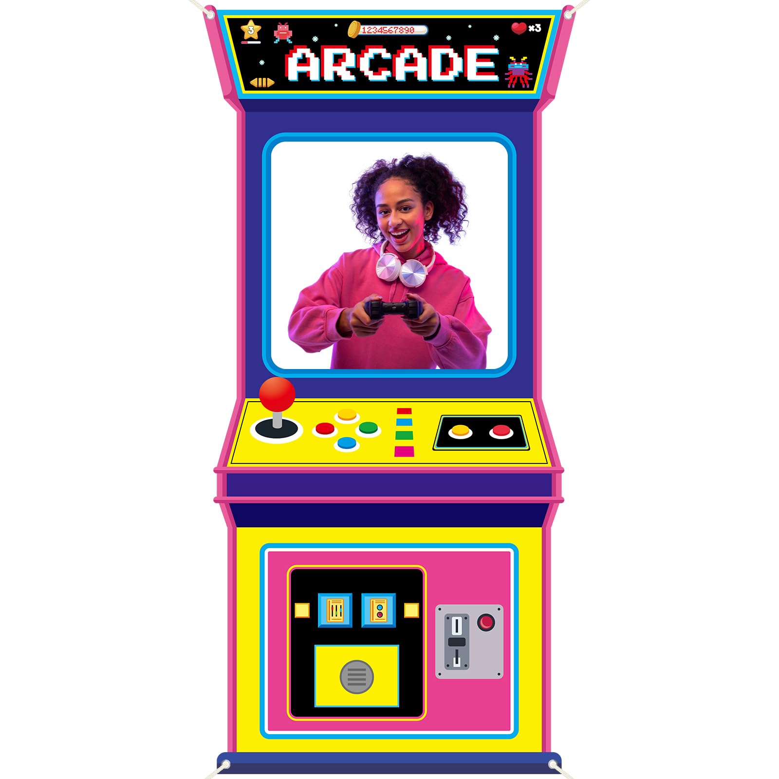 Retro Gaming Banner - Retro Video Gaming Fabric Arcade Game