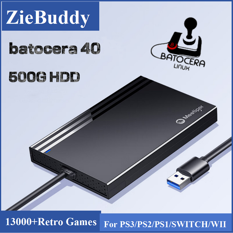 Retro Gaming Emulator Console - ZieBuddy Batocera 40 Linux 500G HDD