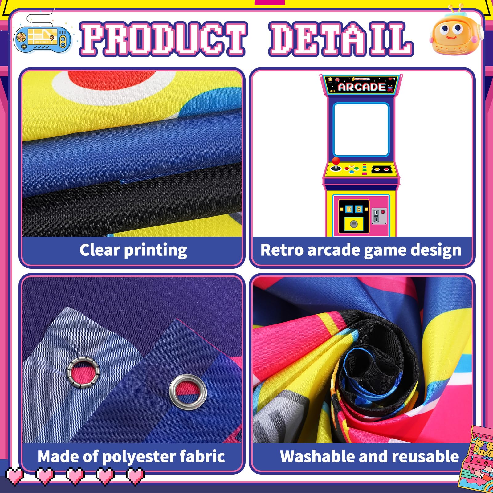 Retro Video Gaming Fabric Arca - đánh giá và giá Retro Gaming Banner