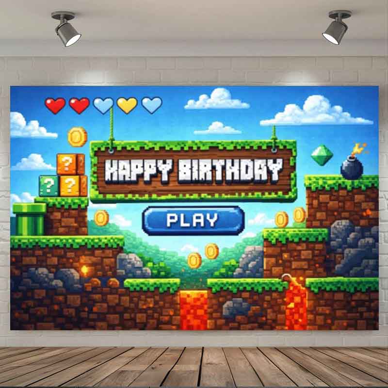 Pixel Video Game Birthday Back - đánh giá và giá Retro Gaming Banner