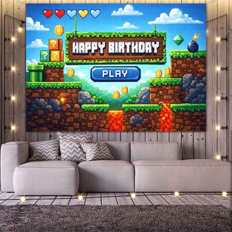 Pixel Video Game Birthday Back - đánh giá và giá Retro Gaming Banner