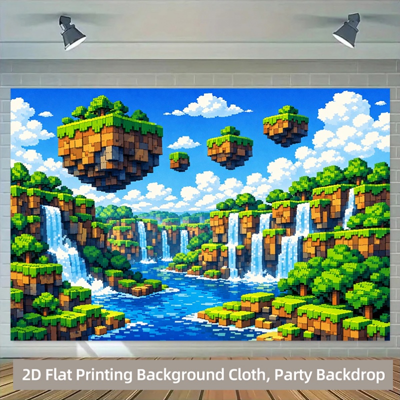 2D Flat, 1pc Pixel Waterfall & - đánh giá và giá Retro Gaming Banner